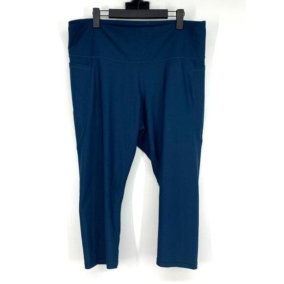 Old Navy Active Leggings Blue Powersoft High Rise Side Pocket Crop - Picture 1 of 7